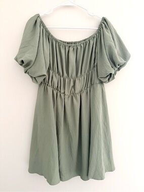 Amazon Sage Green Puff Sleeve Dress